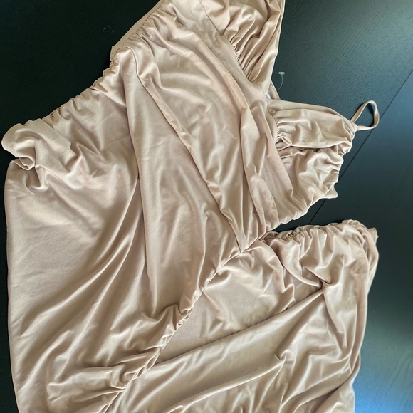 Nude A-Line Dress, 95% Polyester, 5% Spandex - Picture 7 of 9